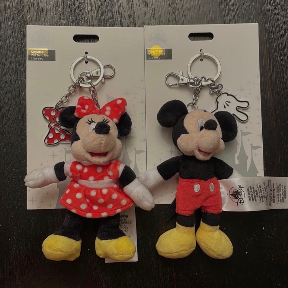 Disney Parks Mickey and Minnie Plush Keychains